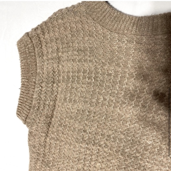 Vintage Handmade Tan Beige V Neck Knit Sweater Vest L - Picture 5 of 13